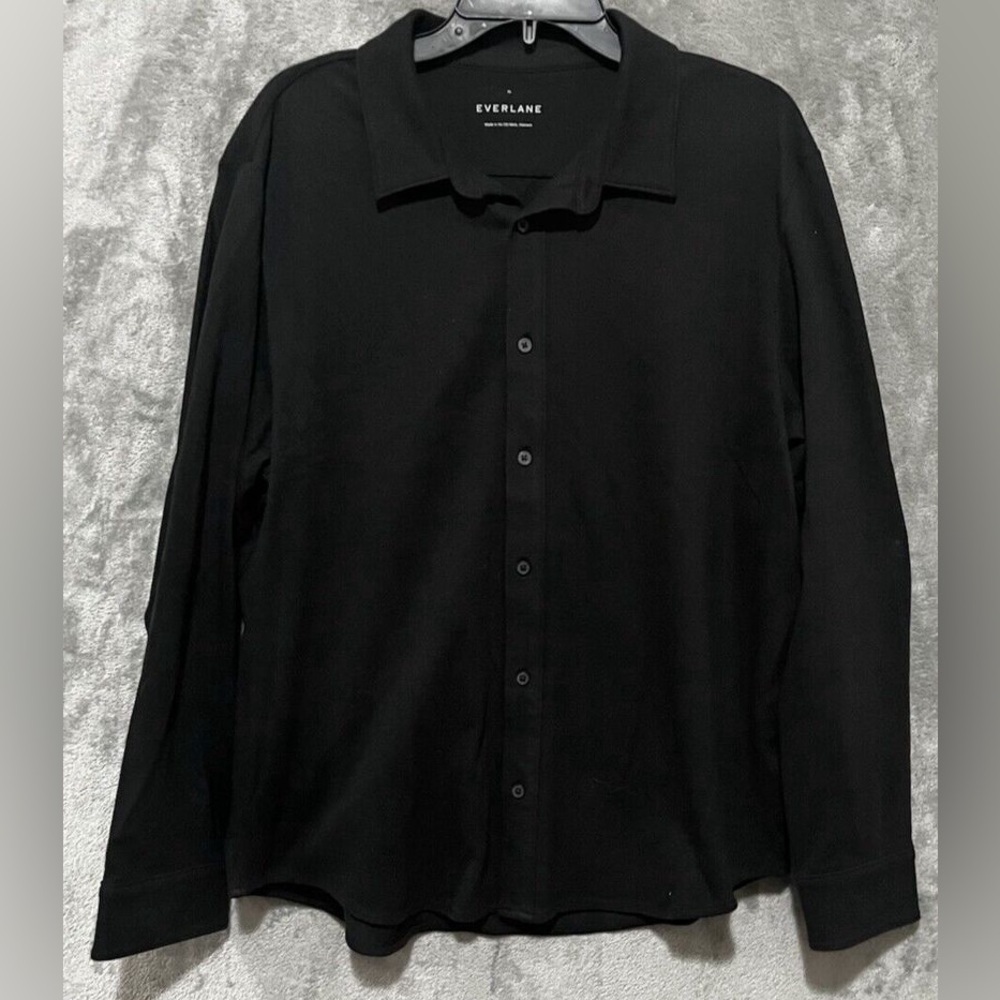 Everlane Pique Button-up Down Polo Shirt in Black - Size XL